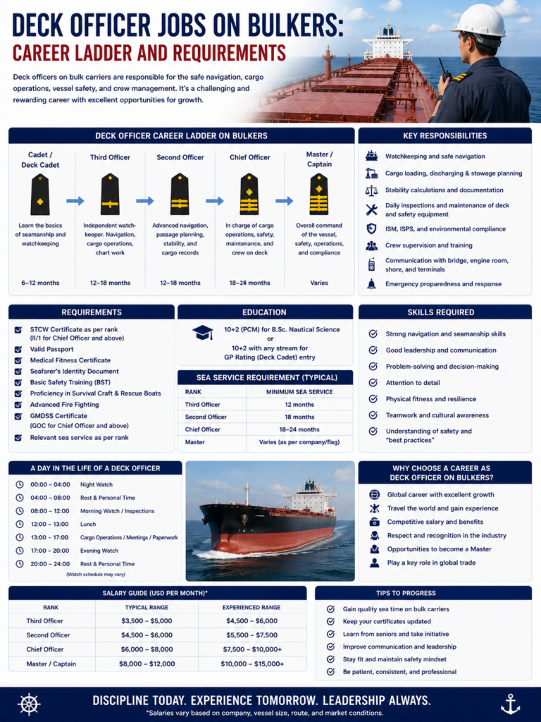 Deck Officer Jobs on Bulkers: Career Ladder and Requirements